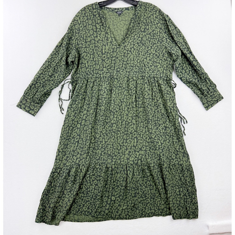 RAILS Maple Midi Dress Size XL Animal Print Womens Green Black RTR